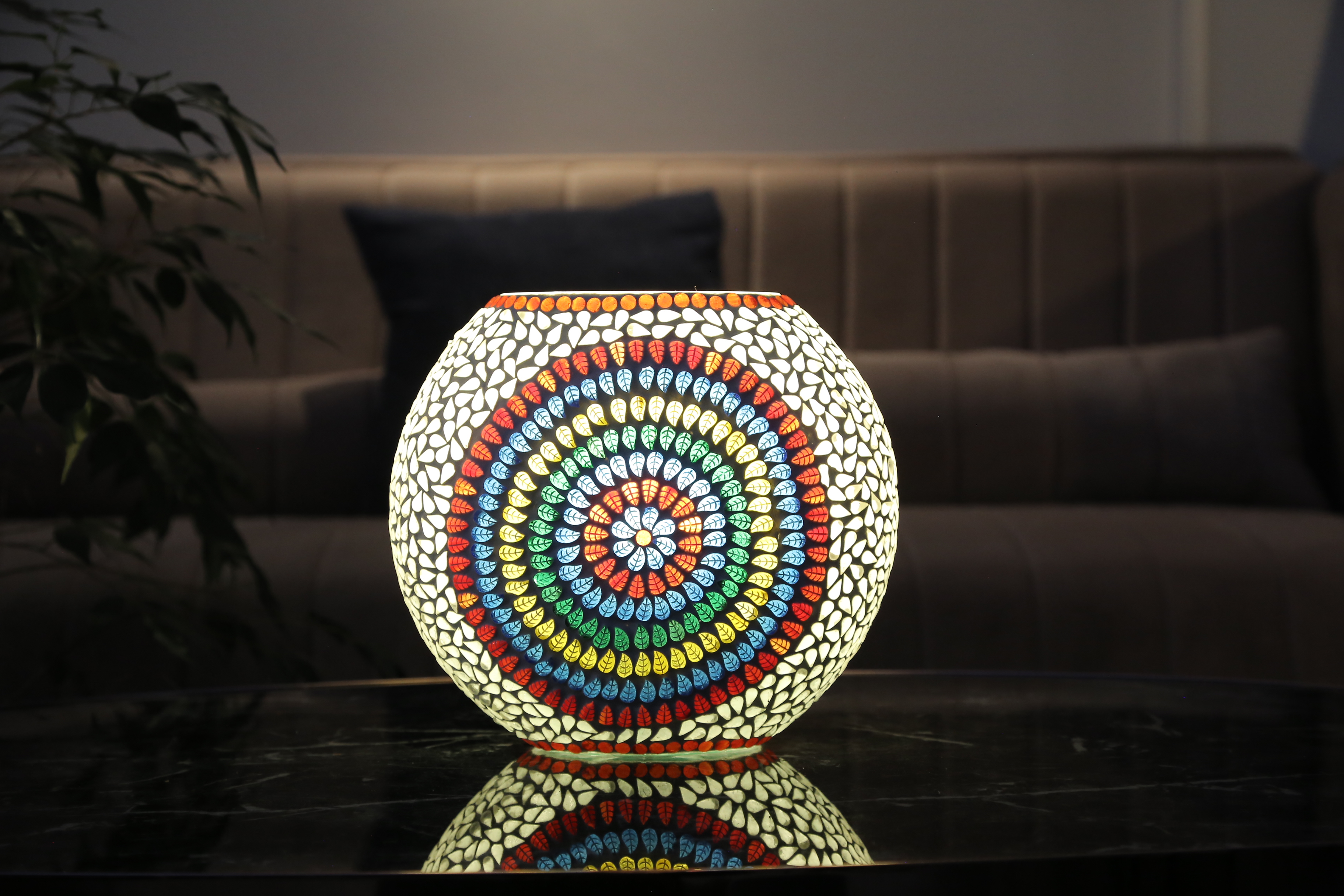 Lampe colorée allumée